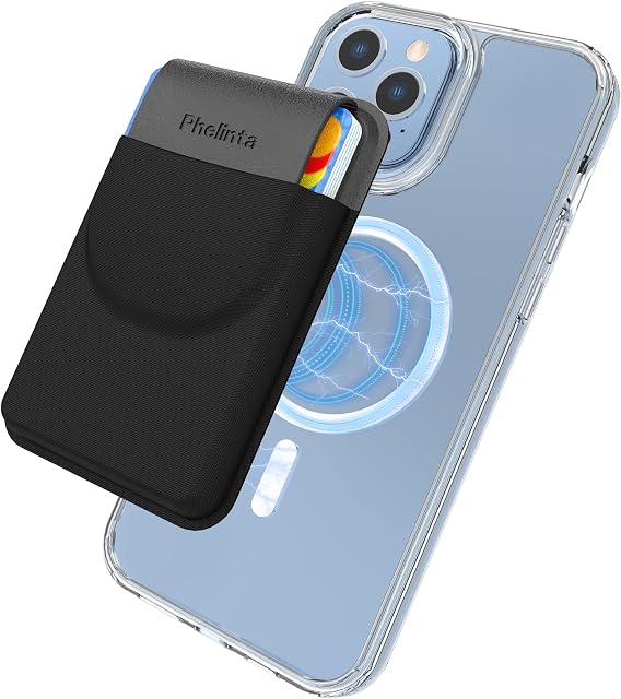 Phelinta Magnetic Card Wallet Compatible with MagSafe Wallet for iPhone 14 Pro Max/14 Plus/14/13 Pro Max/13/12 Pro Max/12, Credit Card Holder Wallet with Flap
