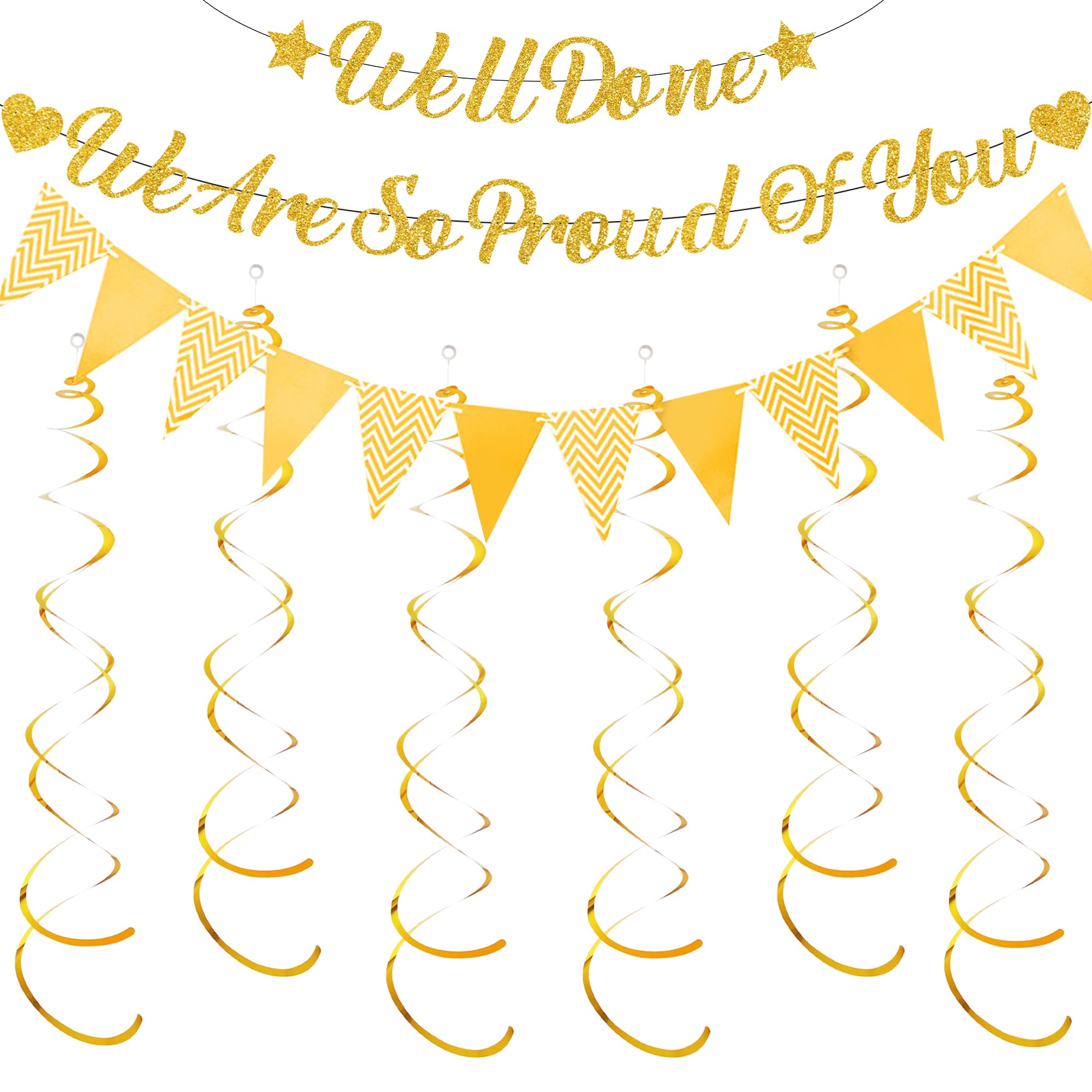 Graduation Decorations Congratulations Banner 2026, We Are So Proud of You Party Supplies Gold Well Done Banners