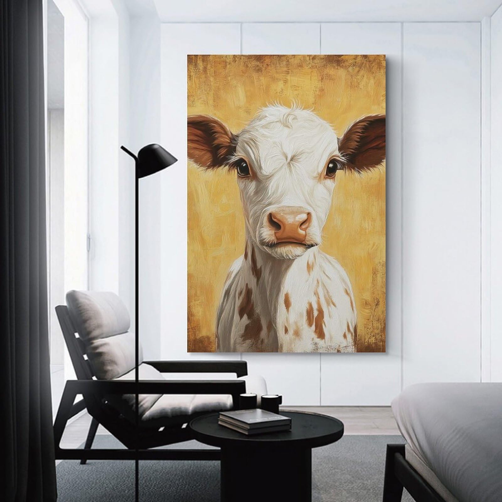 Junmoney Unframe-Style-18 Calf Portrait Decorative Wall Artwork 24X36inch(60X90cm), For Corridors, Hallways Or Apartment Entries, Home Artwork For First Impressions