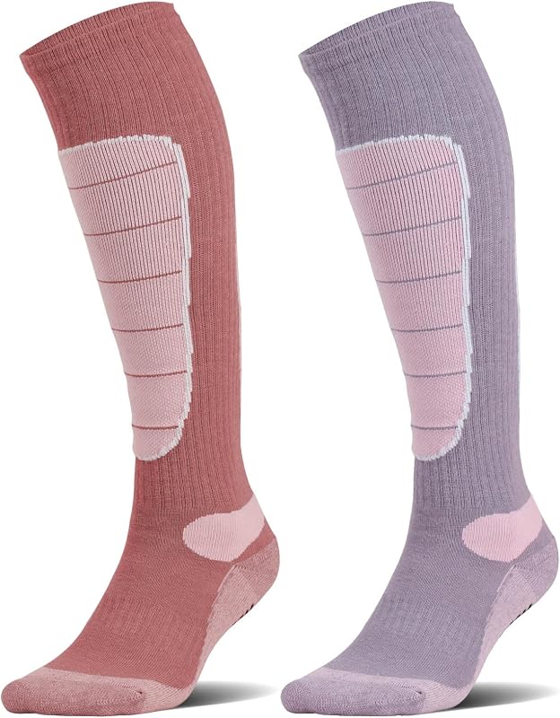 medias para snowboard Hylaea unisex de lana merina, amortiguación y calidez | Absorbente de la humedad, suave y cómodo, acolchado, compresión, soporte para el arco, diseñado para esquiar, caminar e invierno al aire libre