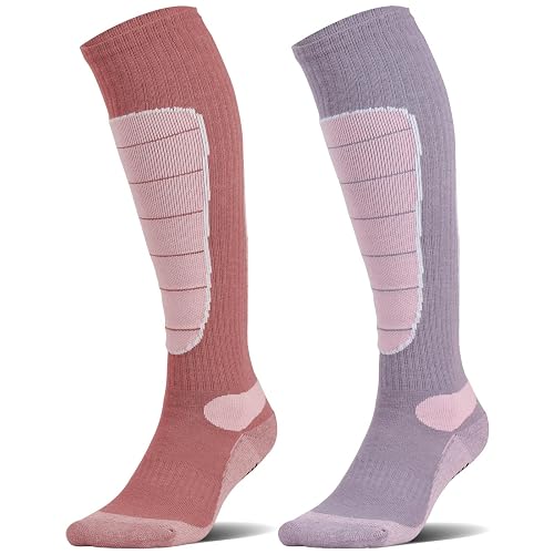 Hylaea Unisex Knee High Merino Wool Ski Snowboard Socks, Cushioning & Warm | Moisture Wicking, Soft & Comfortable, Cushioned, Compression, Arch Support, Designed for Ski, Hike & Winter Outdoors