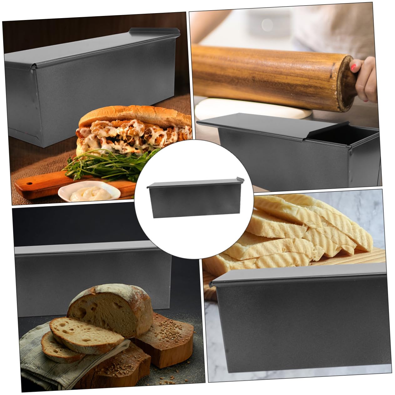 Molde para Hornear Pan con Tapa Antiadherente de Resistente Altas Temperaturas Molde para Tostadas Fácil de Desmoldar y Limpiar Utensilio de Cocina para Repostería y Panadería Casa