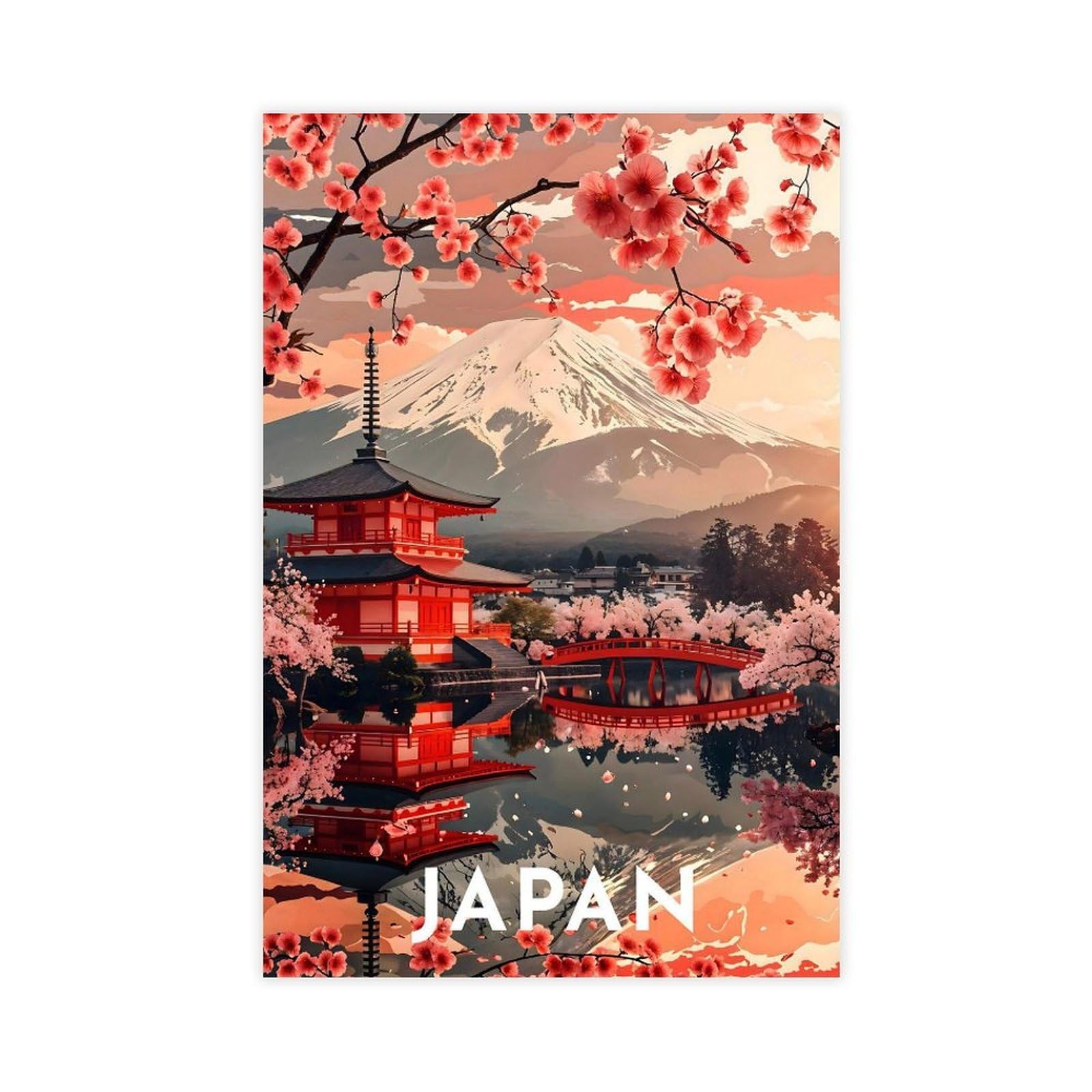 Qnvjqkdsi Unframe Kyoto Japan Vintage Travel Pagoda Canvas Poster Bedroom Decor Landscape Office Room Decor Gift 24" L X 36" W