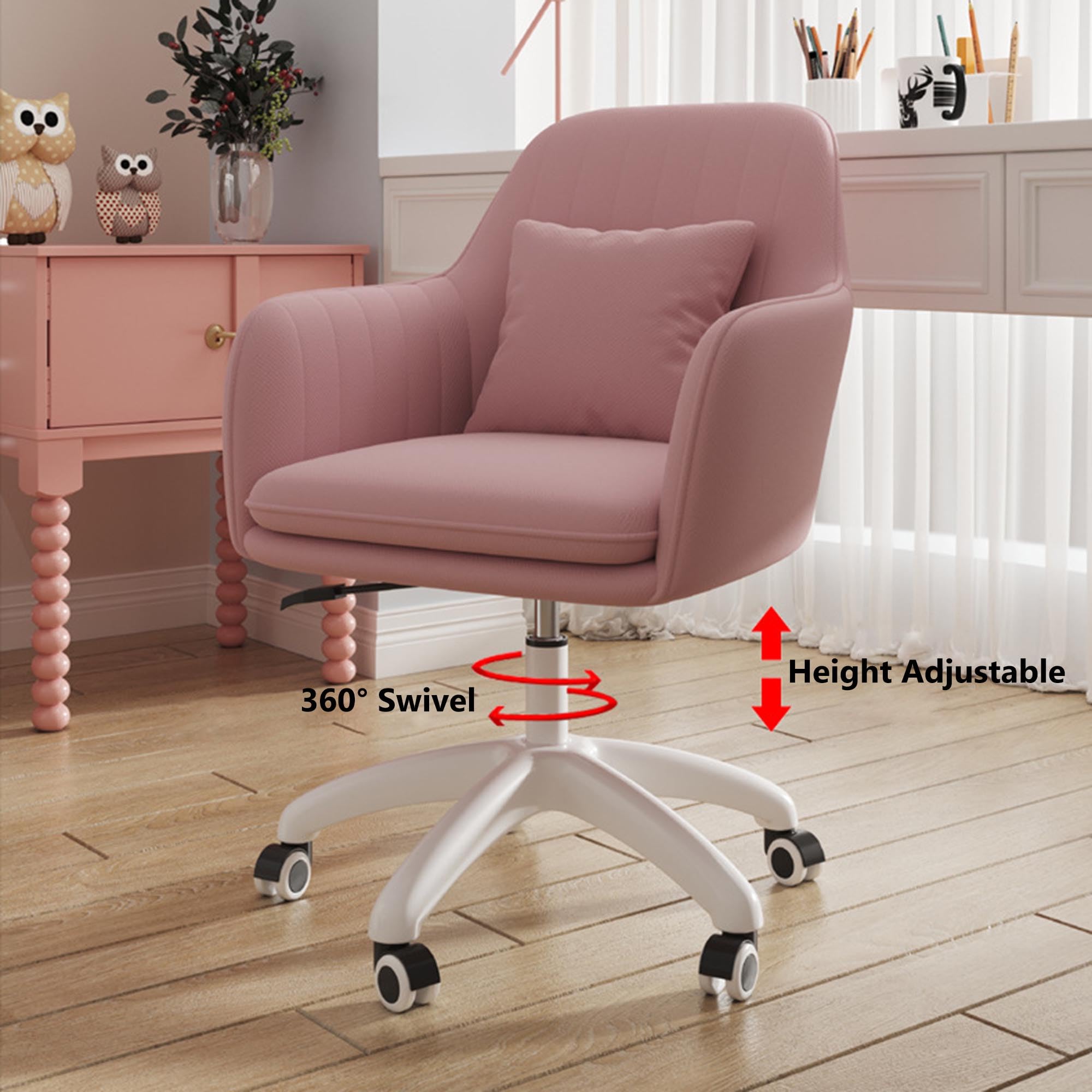 Ergonomiczne, obrotowe krzesło biurowe z podparciem lędźwiowym, obrót o 360° i regulowaną wysokością, do domowego biura, biurka komputerowego i recepcji