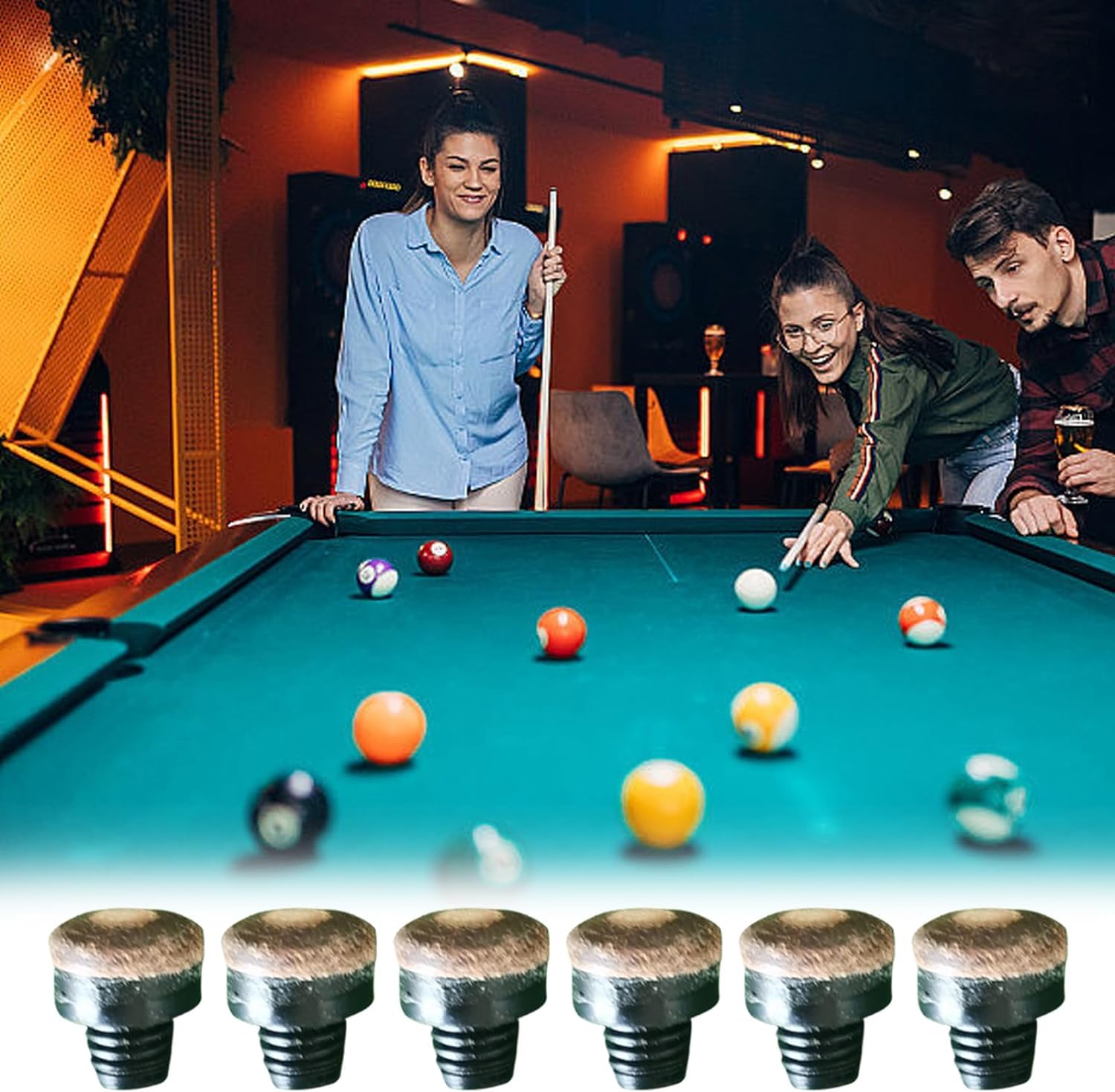 SPORWAY 50 punte per stecca da biliardo: punte avvitabili per stecca da biliardo, 12 mm, con filettatura in plastica M8, punte a vite per stecche da biliardo e snooker