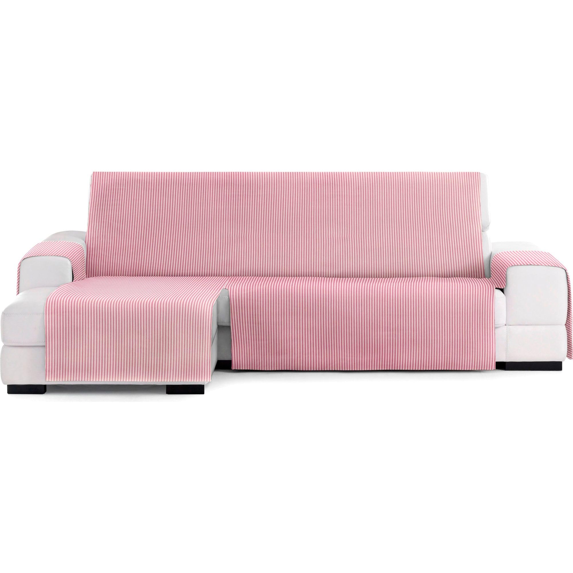 ECOMMERC3 | Chaise Longue Sofa Cover with Elastic Bands for Left/Right Chaise Lounge – Chaise Sofa Cover Ecru/Pink Adjustable and Versatile for Chaise Longue Sofas, Total Protection