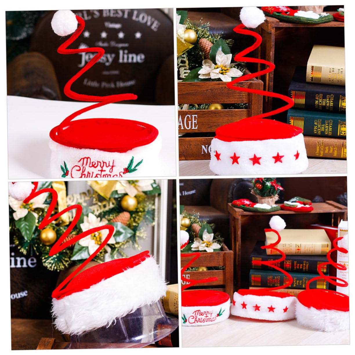 Amosfun 6 Piezas Gorro Navideño Divertido Primavera Gorro Navideño Creativo Decorativo para Fiesta Varios estilos
