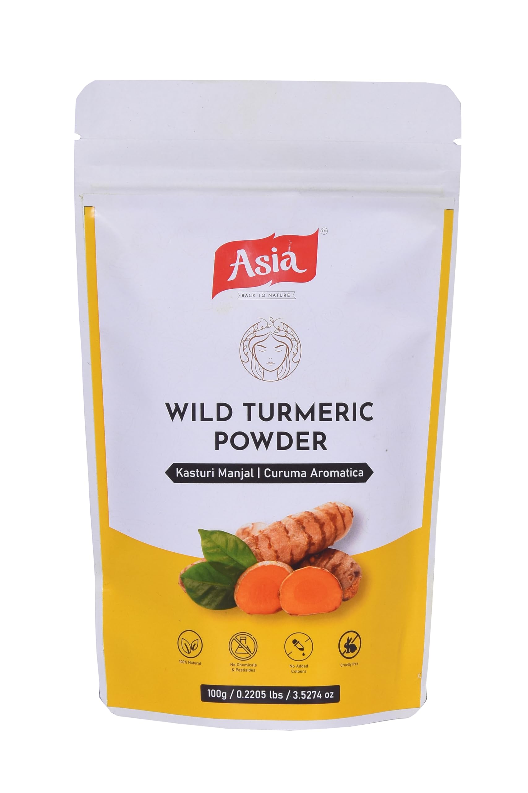 Asia Kasturi Haldi Powder For Natural Finish Face (100 Grams) For Glowing Skin | Kasturi Manjal For All Skin Types Pure, Natural, and Fresh for Skin Care & Face Packs