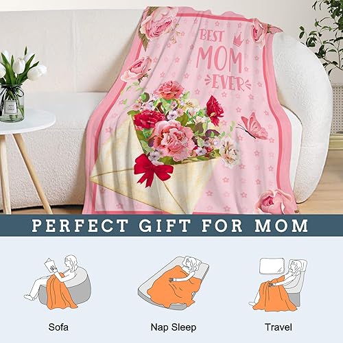 Miniatura 4 de Manta de regalo para mamá, manta rosa para el día de la madre, de hija, hijo, vacaciones de cumpleaños para mamá, abuela, mujeres, te amo mejor