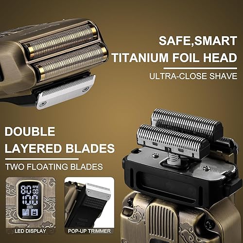 Miniatura 4 de Afeitadoras de lámina para hombres, recortadora de barba, maquinilla de afeitar eléctrica para hombres, kit de afeitado de cabello para cabeza