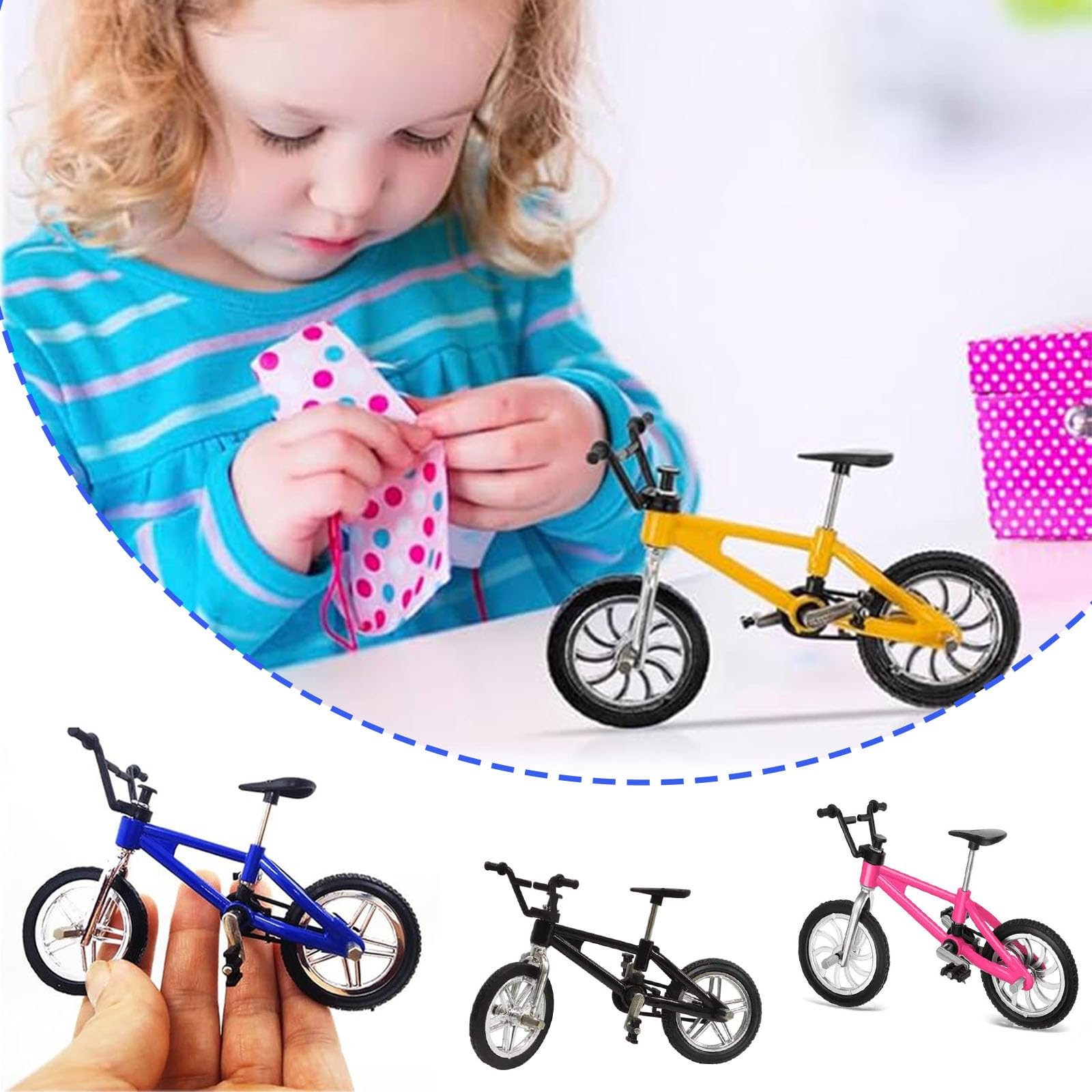 4 Pcs Finger Bike, Finger Skateboards, Miniature Bicycle Model, Finger Mountain Bike, Simulation Mini Finger Mountain Bike, Miniature Bicycle Toy Game Set for Kids and Adult, 4 Colors
