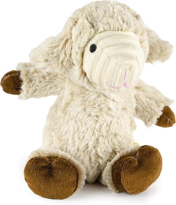 Giftable World 7" Plush Pet Toy Two Tone Cuddly Sheep with Corduroy Trim Face and Squeaker
