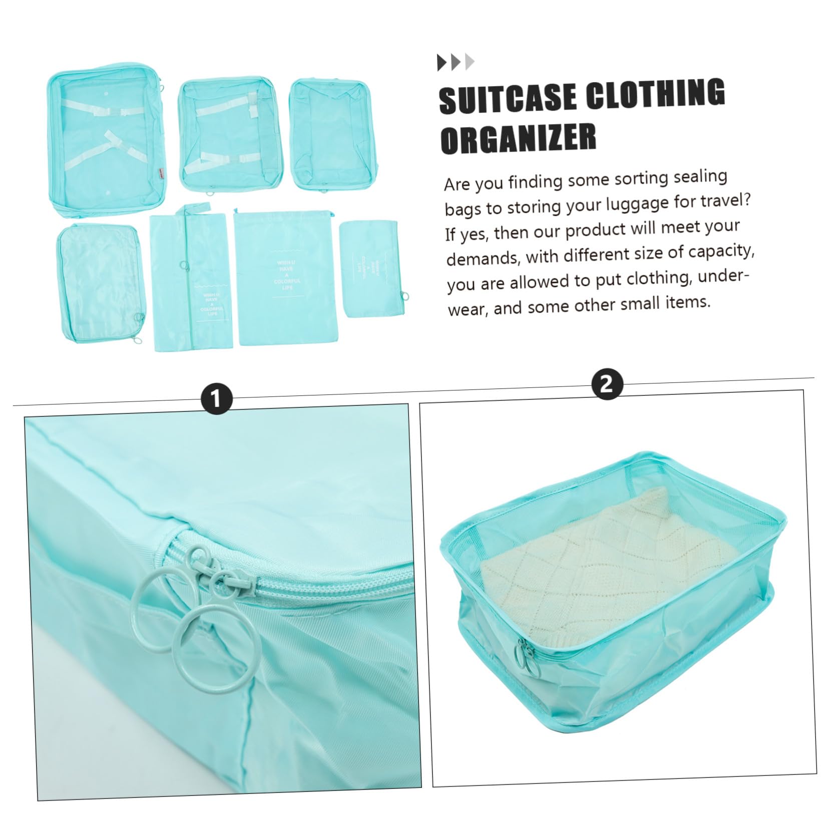Reise Aufbewahrungsbeutel 1 Satz aus Polyester mit Kordelzug | Kleidung, Packorganizer für Outdoor Reisen, Wasserabweisend und Platzsparend