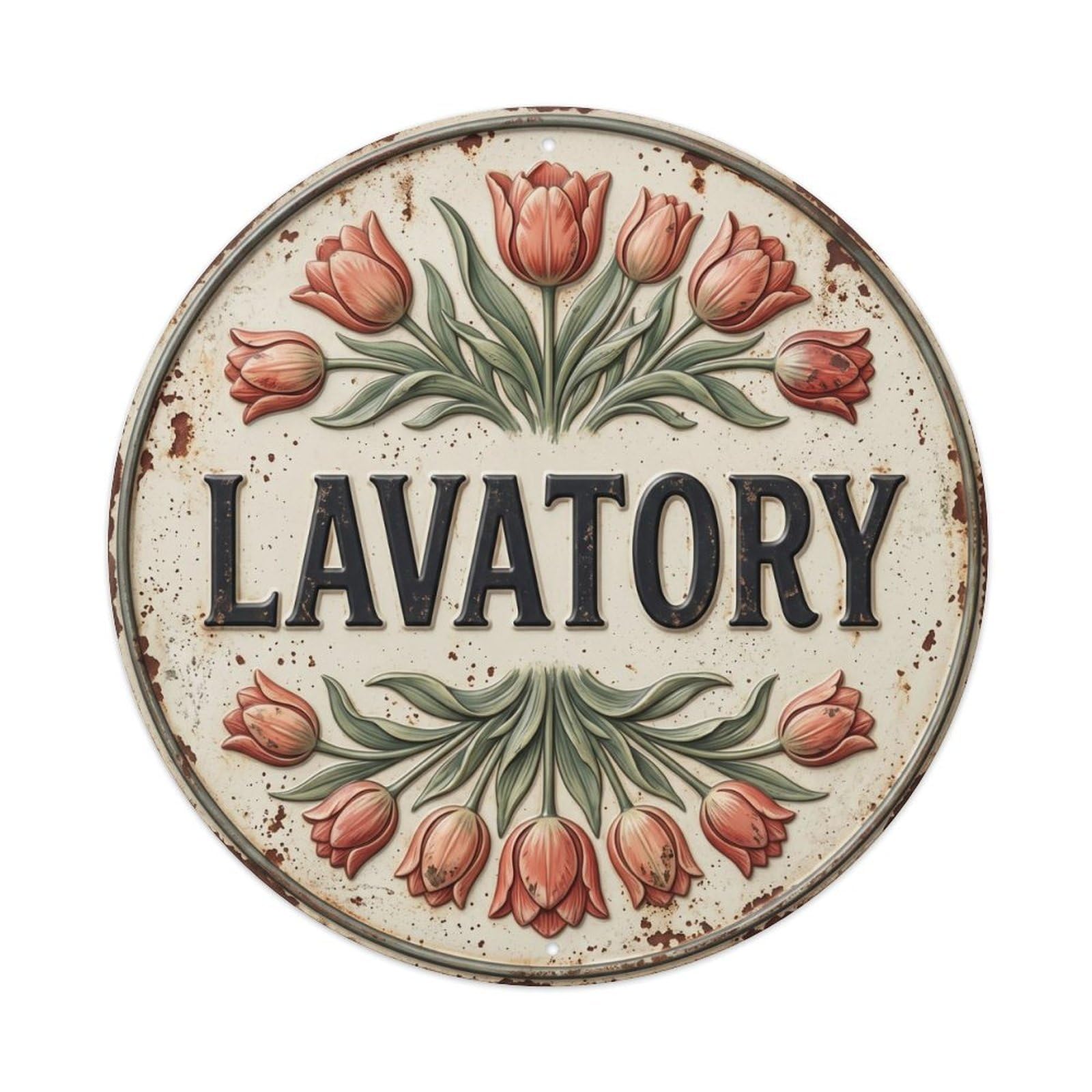 Okahys 8X8inch(20X20cm) Lavatory Signage Tulip Vintage Metal Tin Sign