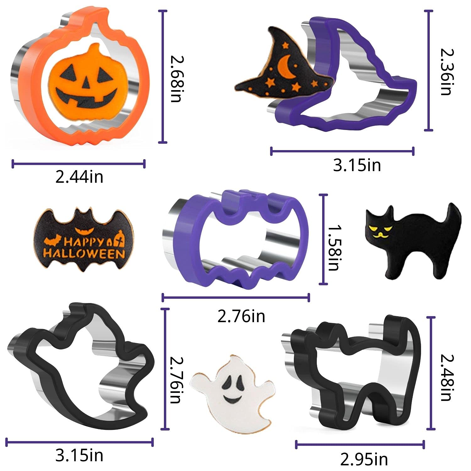5-teiliges Halloween Ausstecher Set – Edelstahl Mit Kürbis, Fledermaus, Geist & Mehr
