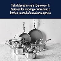 Vista 2 de HENCKELS Clad H3 10-pc Induction Ceramic Nonstick Pot and Pan Set, Stainless Steel, Durable and Easy to clean