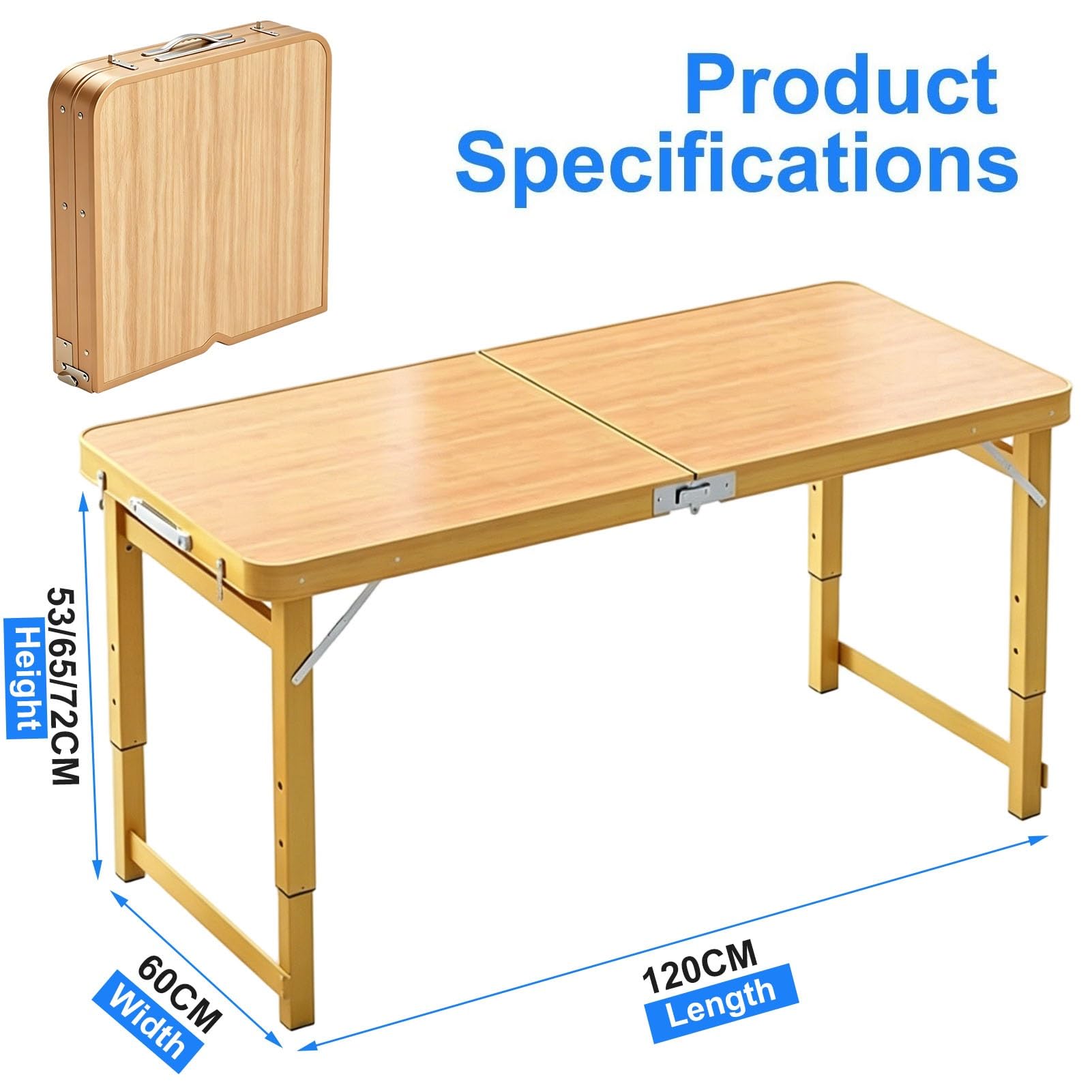 Tavolo Rettangolare Pieghevole su Cavalletto 100/120/180cm Tavoli Pranzo Rettangolari Pieghevoli Postazioni di Lavoro Antipanico da Campeggio Tavolo Esterno Barbecue Giardino Matrimonio(120cm/3.9ft)