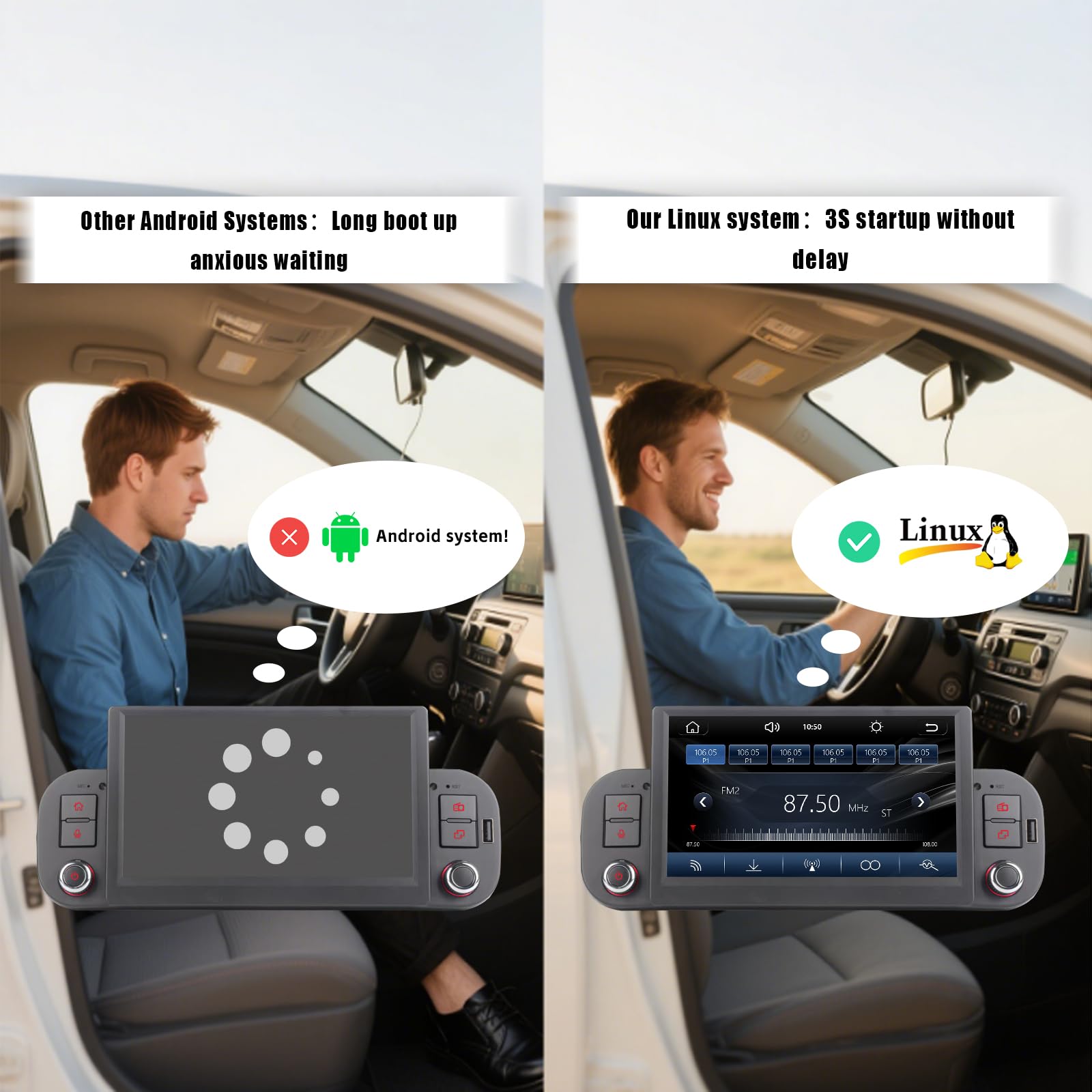 Autoradio per FIAT Panda 2013-2020 con schermo touchscreen USB Bluetooth FM/AM Linux Sistema doppio din stereo auto con Carplay wireless/Android Auto