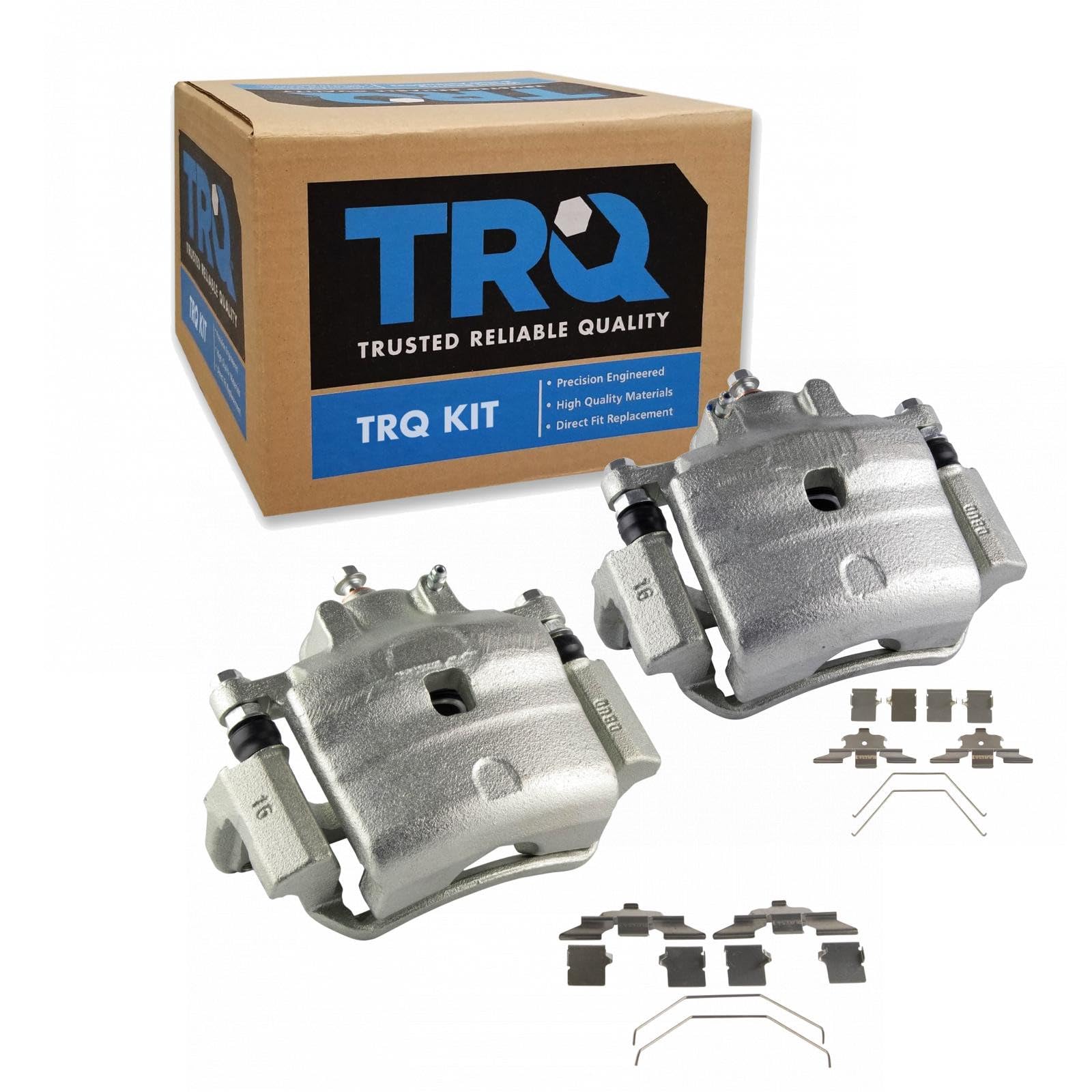 TRQ Front Driver and Passenger Side Brake Caliper Set Caliper Brackets