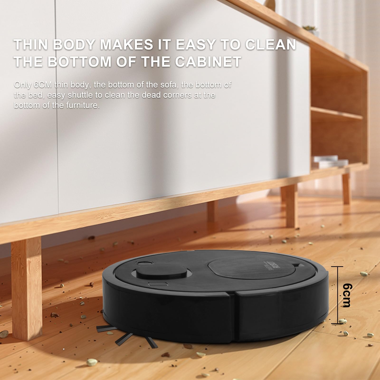 Générique Aspirateur Robot, Robot Aspirateur Et Laveur 3 En 1 Pour Un Nettoyage Complet Autonomie 100 Minutes Ultra Fin Efficace Et Silencieux Ideal Pour Poils Danimaux Et Sols Durs