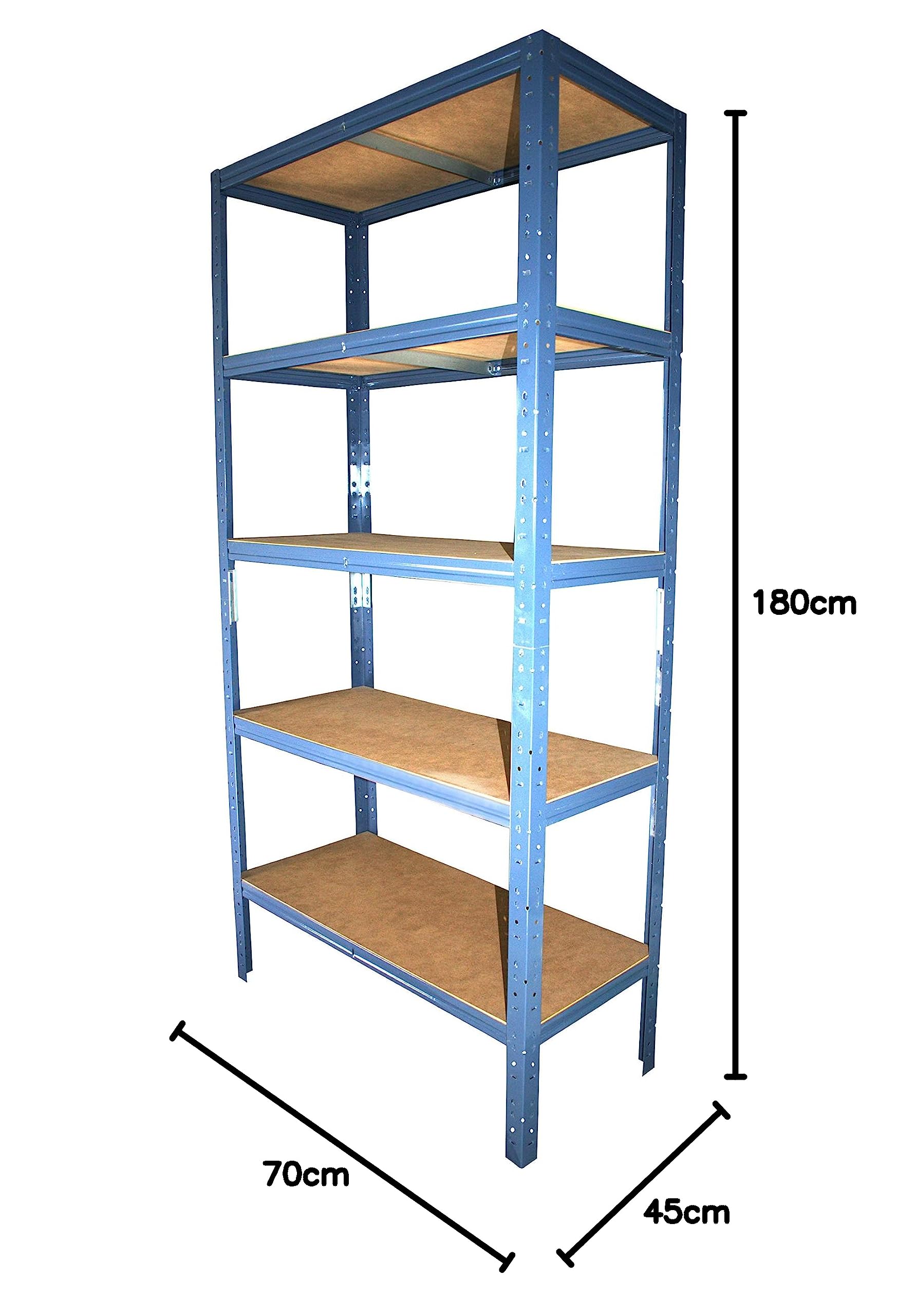 Scaffale Metallico 5 Ripiani 180x80x40cm - Zincato, Portata 175kg Per Ripiano, Per Garage E Officina - Foto 7