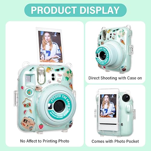 Miniatura 4 de Funda rígida transparente mejorada con adhesivo de bricolaje para cámara instantánea Fujifilm Instax Mini 12, funda transparente Instax Mini 12 con