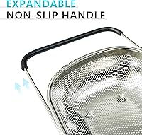 Vista 3 de REDANT Over the Sink Metal Strainer and Colander for Kitchen - Large Food Strainers and Colanders with Rubber Grip - Sieve Fine Mesh Stainless Steel