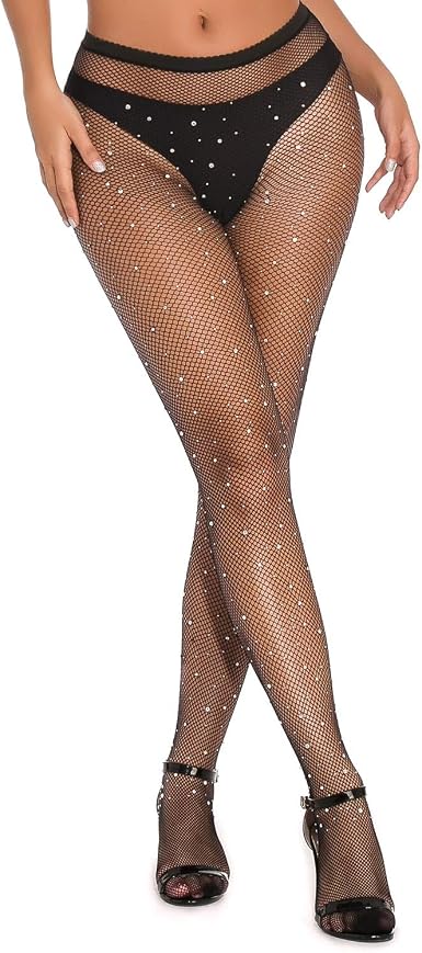 Sllrrka Rhinestone Fishnet Stockings 