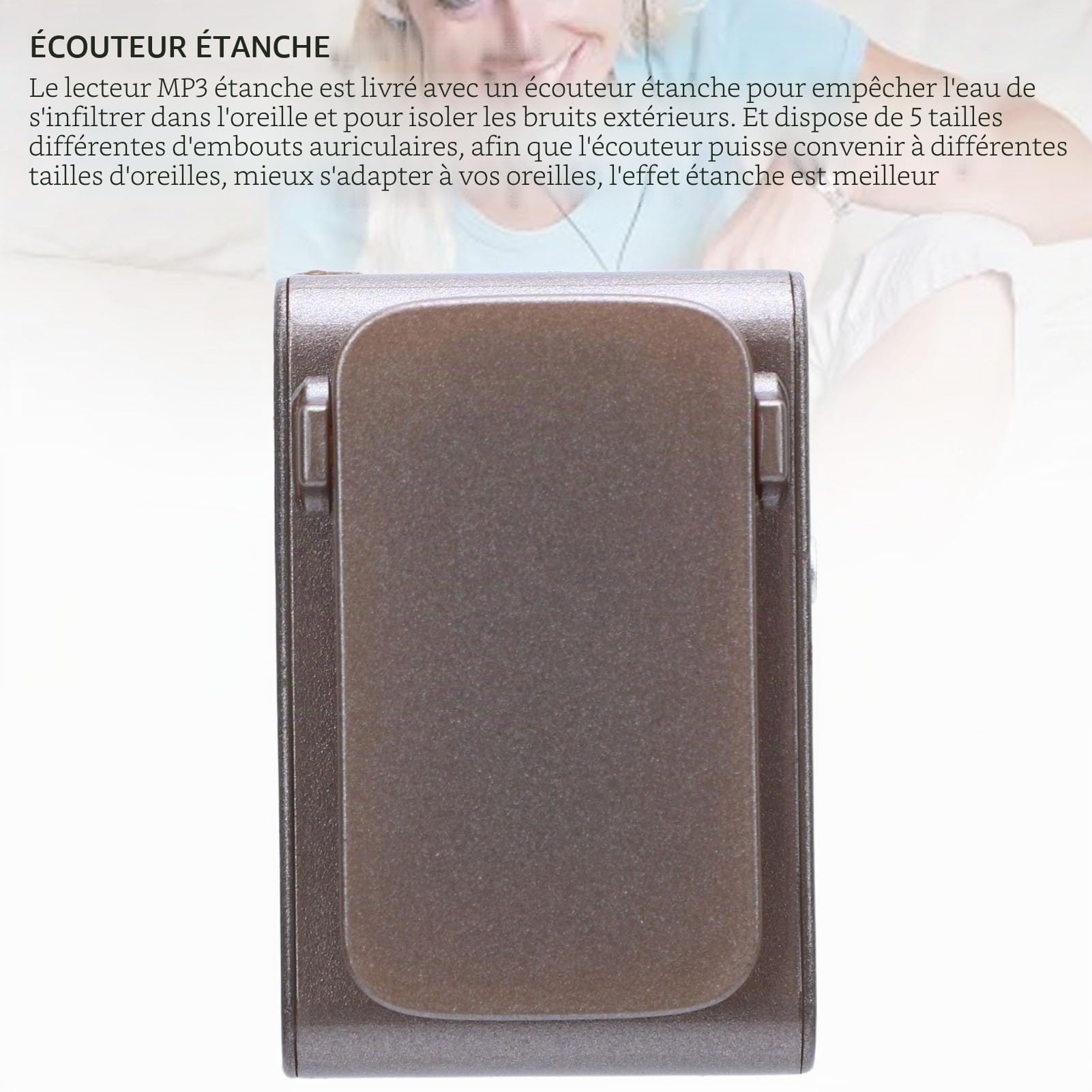 Lecteur MP3 étanche IPX8, Natation sous-Marine, Portable, 8 Go, Son HiFi sans Perte, pour la Plongée et Le Surf, Noir