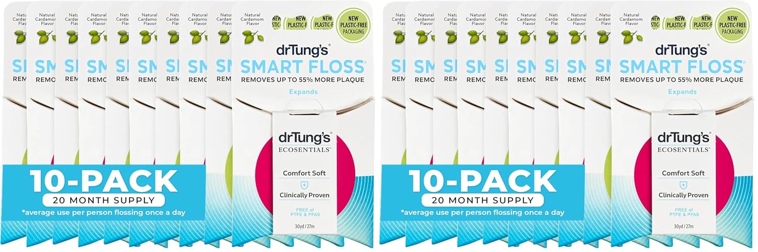 DrTungs Smart Floss - Natural Floss PTFE PFAS Free Floss Gentle on Gums Expands Stretches BPA Free -