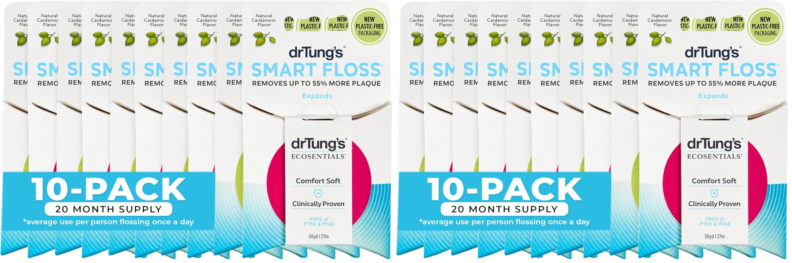 DrTungs Smart Floss - Natural Floss PTFE PFAS Free Floss Gentle on Gums Expands Stretches BPA Free -