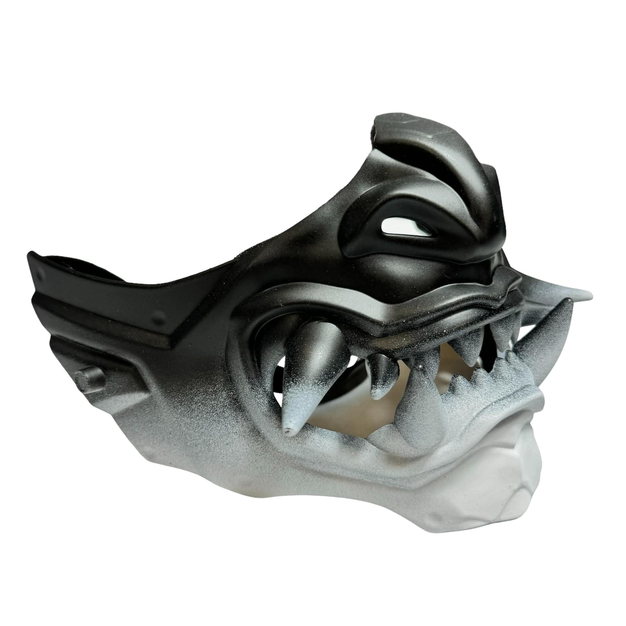 Japanese Monster Hannya Mask Demon Oni Samurai Half Face Shield (Black), One size fit most…