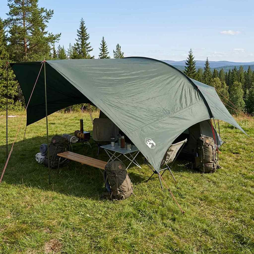 Plandeka kempingowa, wodoodporna, zielona x x, poliester 185T z powłoką PU, ochrona przed promieniowaniem UV, dla rodziny, trekkingu, na plażę, na festiwal, podróż, deszcz