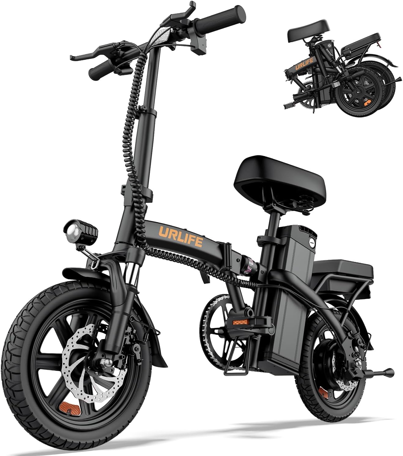 Electric Bike for Adults, 14" Folding Electric Bike, 500W Peak Motor, 48V 375Wh, 20MPH, 40 Miles Long Range, Mini E Bikes for Adults and Teens, UL 2849