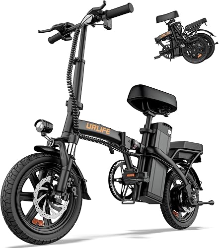 URLIFE Bicicleta eléctrica Plegable de 14", Bike con pedaleo asistido batería 48V 7.5AH, Bici eléctricas con Motor de 250W de Alta Velocidad Alcance máximo 40-60KM