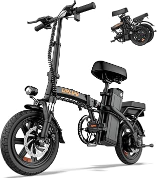 URLIFE 14" Folding Electric Bike for Adults & Teens 500W Peak Motor, 40-Mile Range, Triple Suspension UL 2849 Certified
