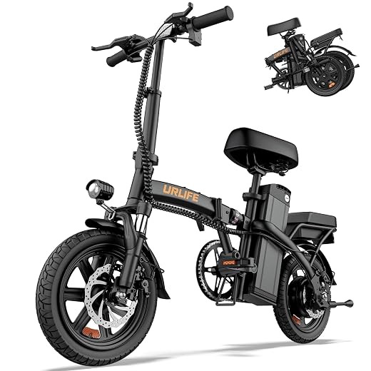 URLIFE Vélo Électrique Pliant, 14" Électrique avec Batterie au Lithium Amovible 48V7.5Ah, Vélo Électrique Pliable avec Pédalage Assistance, Moteur 250W, Mini Ebike Autonomie 40-60km pour Adulte