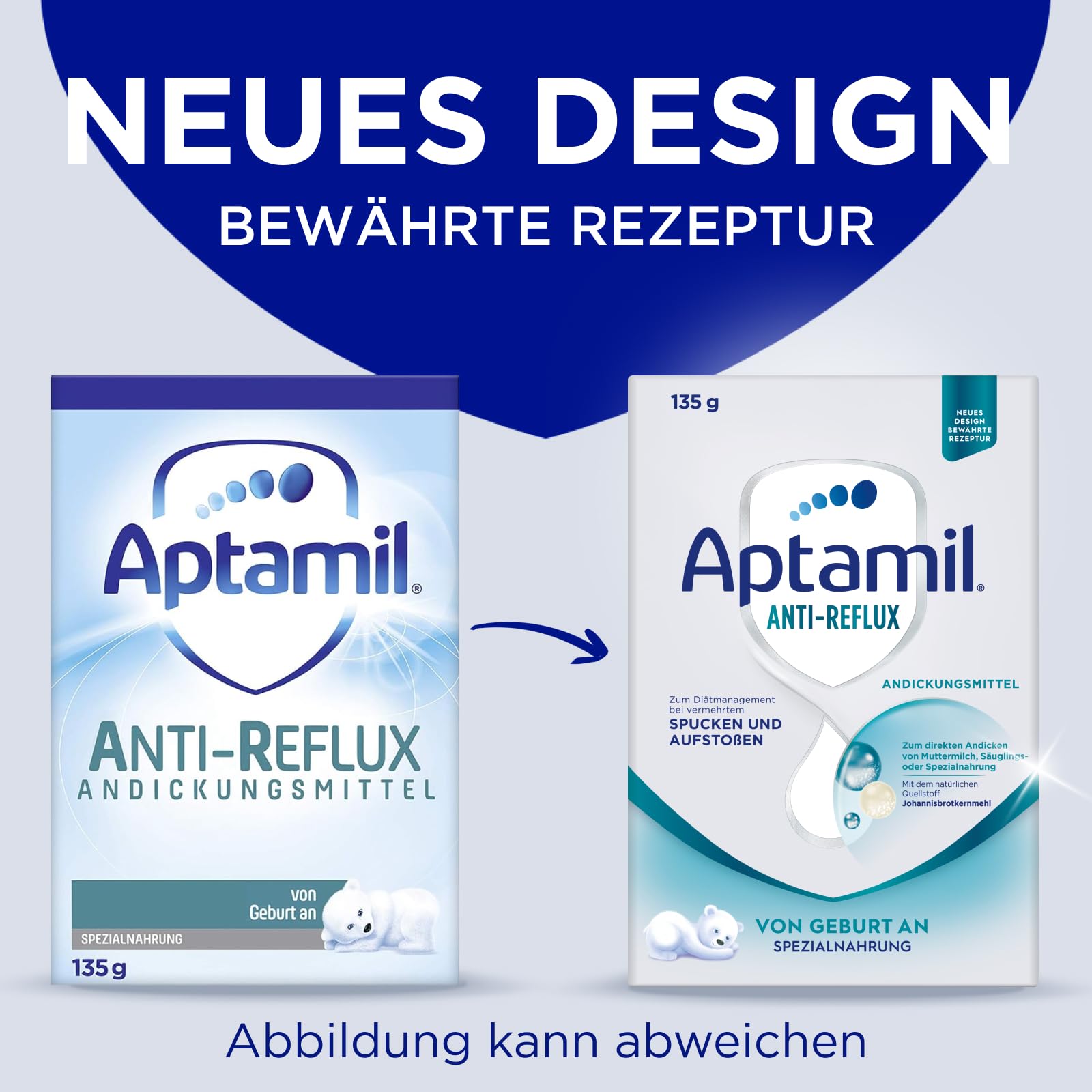 Aptamil Anti-Reflux - Komplettnahrung von Geburt an, Zum Diät Management, Bei Spucken und Aufstoßen, Babynahrung, Milchpulver, 6x 135 g