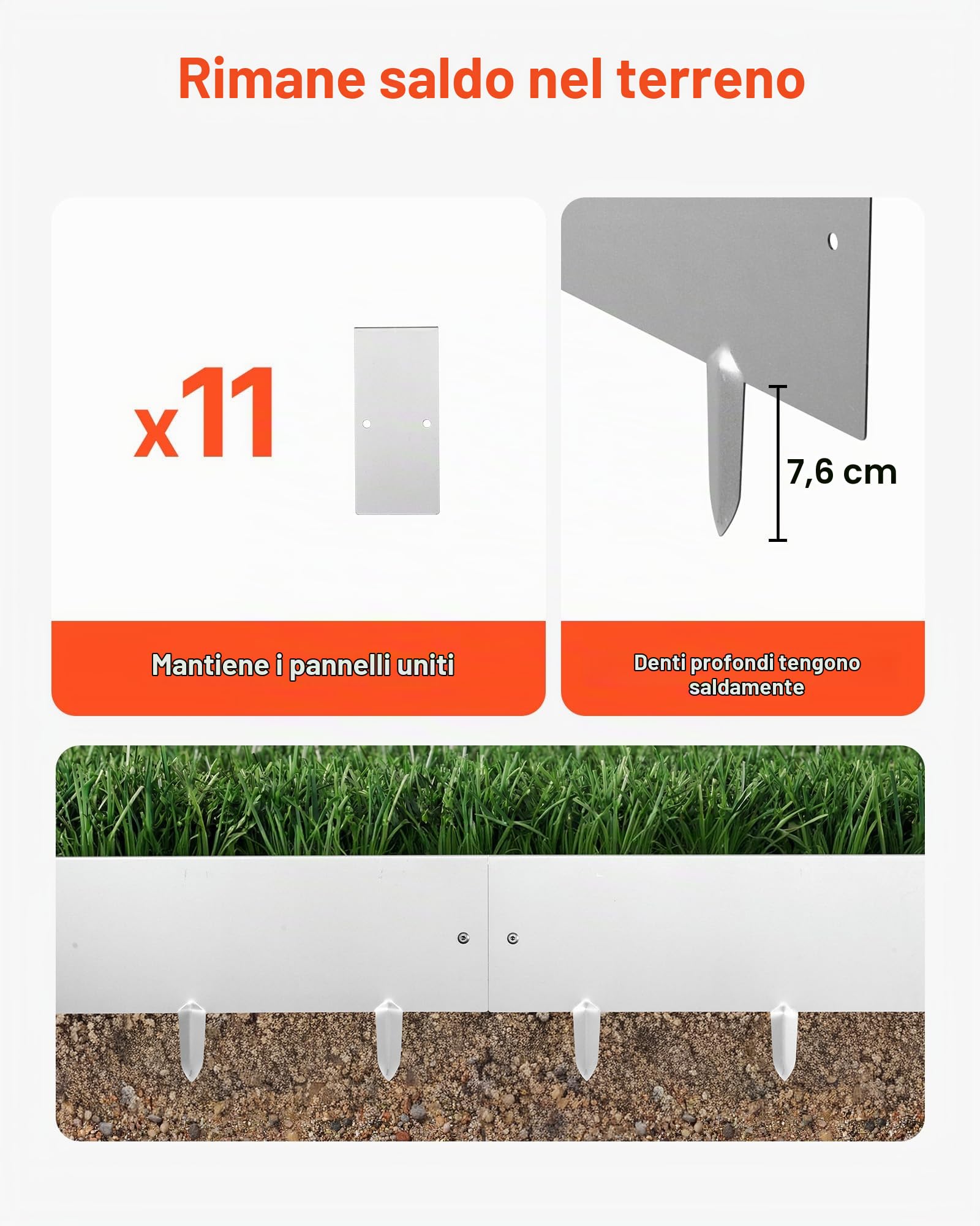 VEVOR Bordatura da Giardino per Aiuola Orto Fiori Piante in Metallo 100 x 23 cm, Recinzioni per Prato Giardino Bordatura in Acciaio Corten Sentieri Paesaggistica, Kit con 11 Piastre di Collegamento