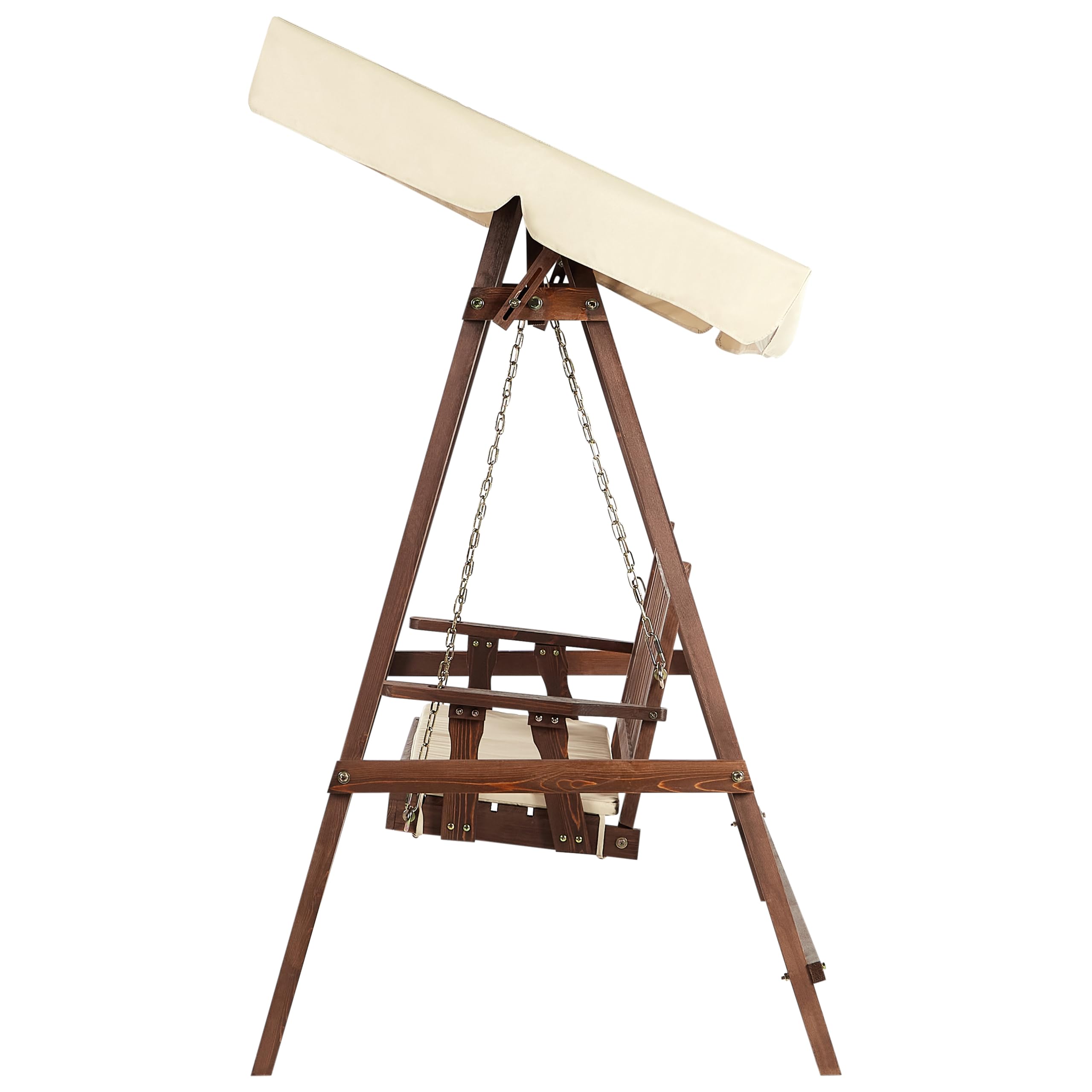 Dondolo da Esterno in Legno e Tessuto beige 2