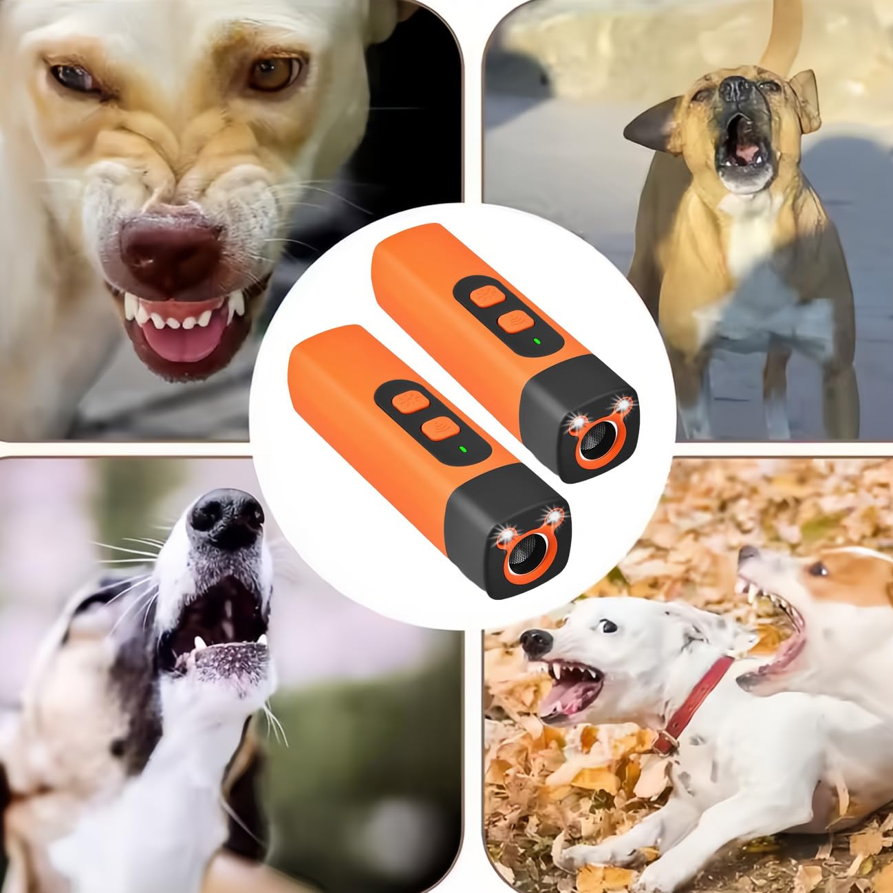 Lot de 2 répulsifs à ultrasons pour chiens avec 3 fréquences réglables - Lampe torche LED - Bouchon d'aboiement rechargeable - Portable - Pour chiens et animaux domestiques - Intérieur et