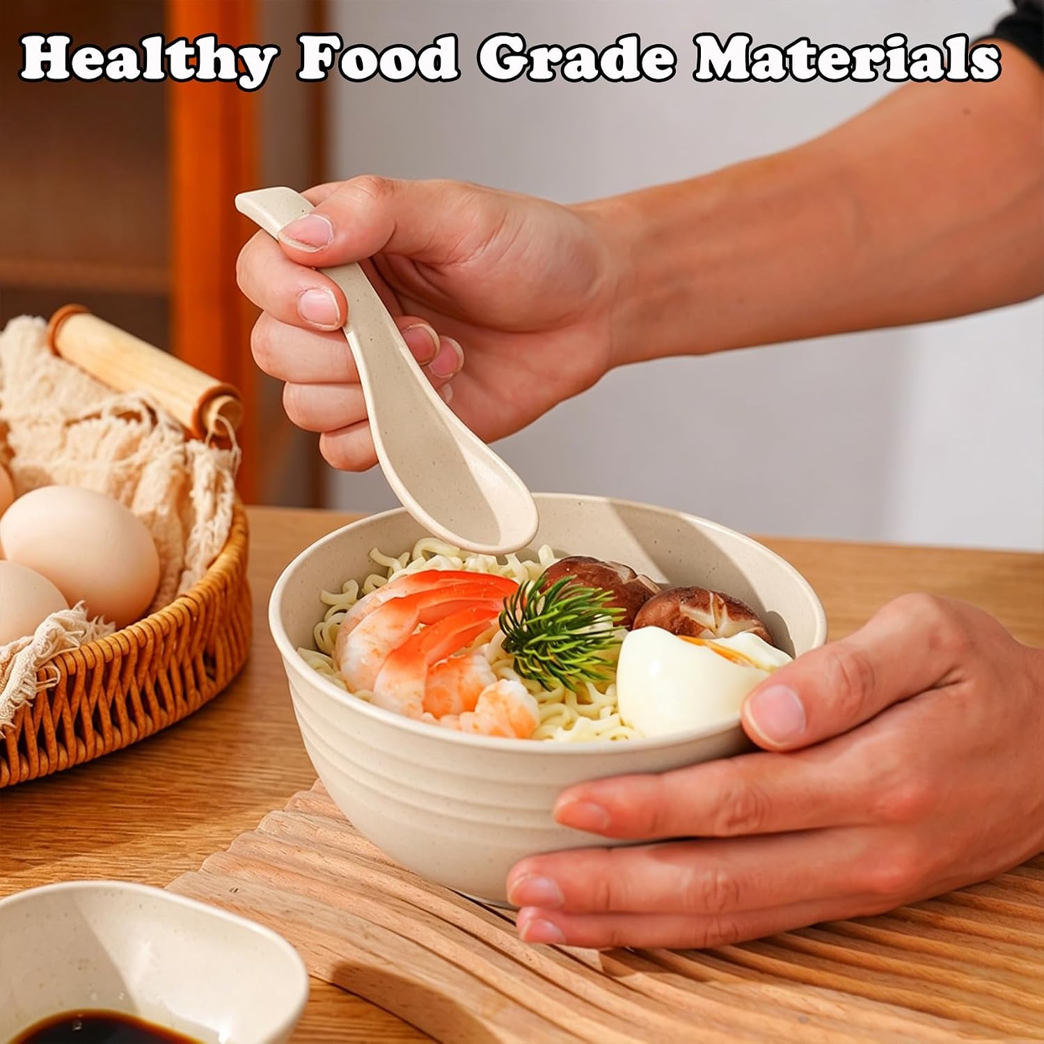 Unbreakable Wheat Straw Cereal Bowl 20 oz Reusable Plastic Lightweight Bowl