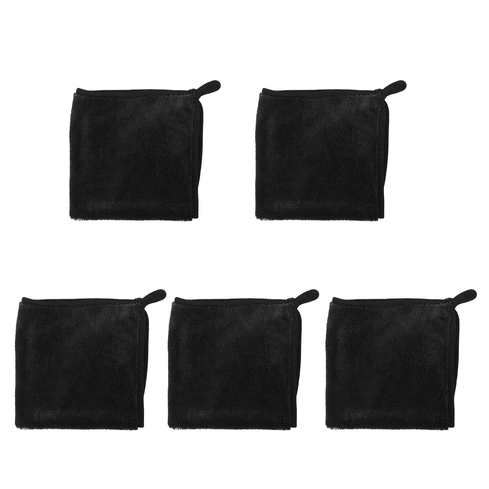 5 Paños de Microfibra para Limpiar Coches Reutilizables, Toallas de Secado Absorbentes de Doble Cara 600g/m² Color Gris Oscuro Borde Negro, Paños para Mantenimiento y