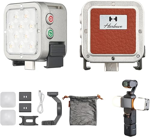 Harlowe Atom 2W Mini luz magnética para DJI Osmo Pocket 3 Combo Motion Sensing Pocket Duo Light Kit recargable Auxiliar cámara luz de relleno para