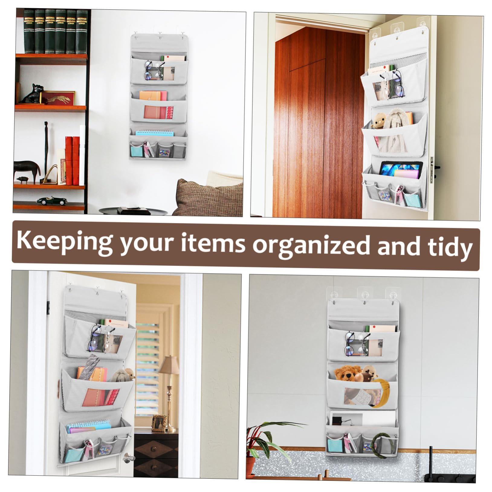 GLEAVI Organizer da Porta in Stoffa per Cosmetici, 4 Tasche e Fori, Lavabile e Salvaspazio, per Bagno e Armadio