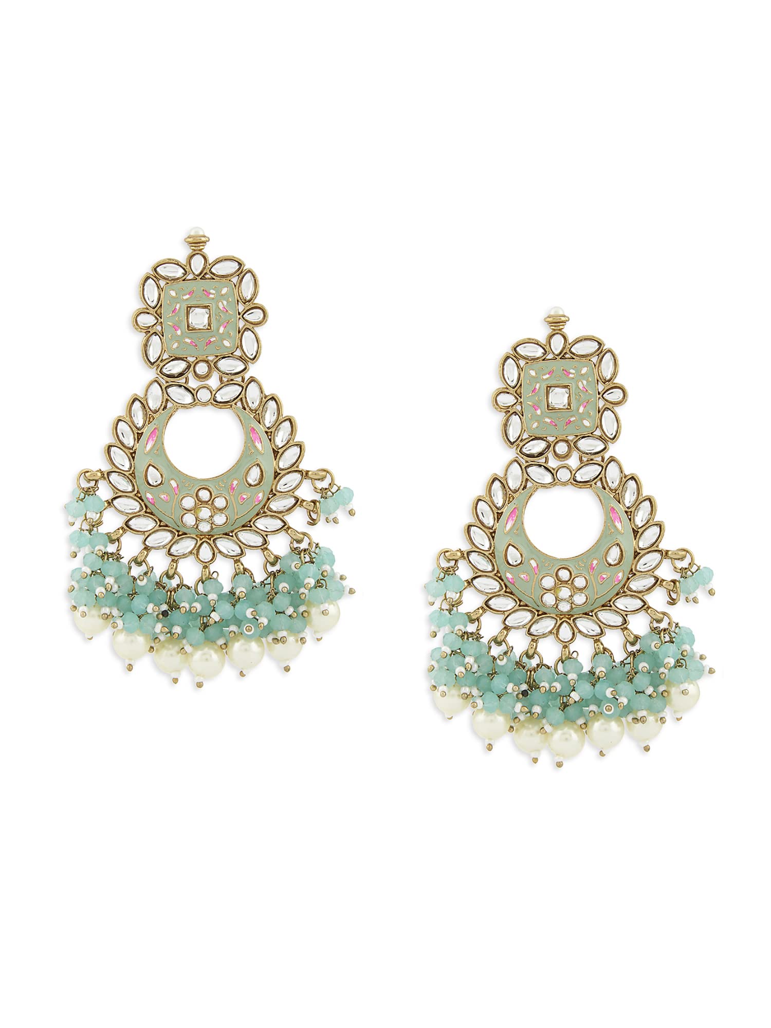 Zaveri Pearls Pink & Green Meenakari Cluster Beads Drop Kundan Antique Dangle Earring For Women-ZPFK13589 (B09Z6V3ZMR) Amazon Price History, Amazon Price Tracker