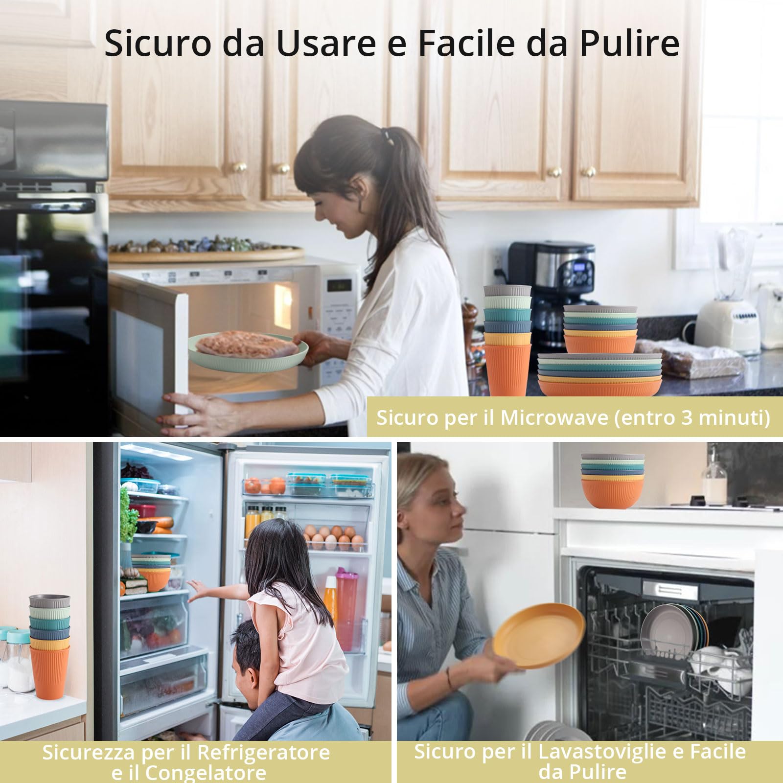 Anbte Set Posate da Viaggio 18 Pezzi Infrangibili, Leggere e Compatte Riutilizzabile Nel Microonde per Campeggio/Picnic - Piatti, Forchette, Coltelli,Lavabili in Lavastoviglie