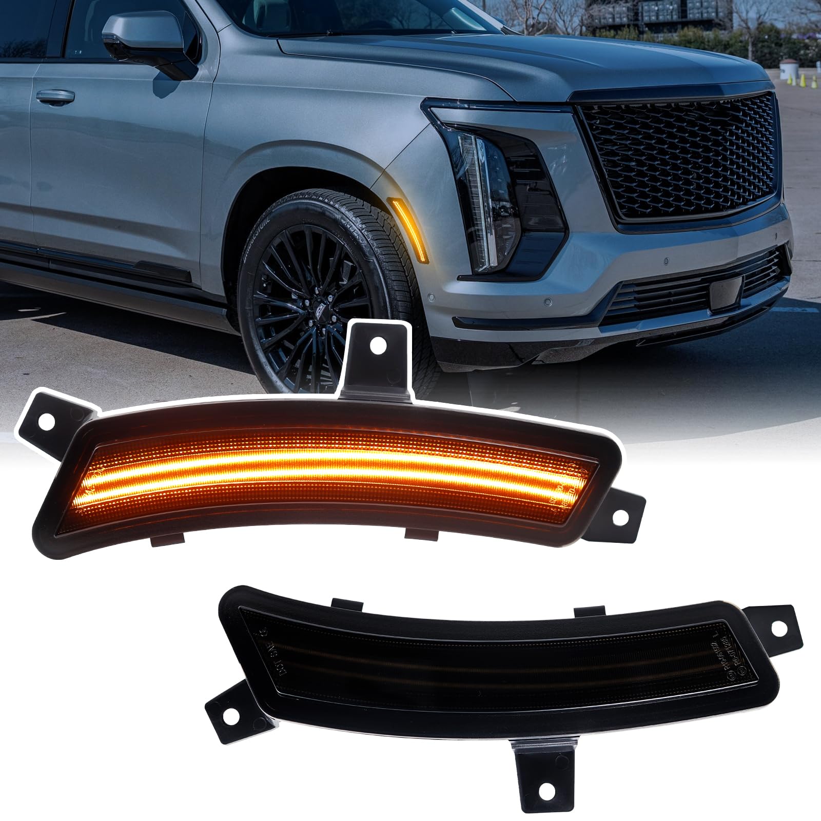 Photo 1 of CYBORICH Amber LED Side Marker Lights for 2025 2026 GMC Yukon XL Chevy Tahoe Suburban Cadilac Escalade ESV Upgrade Dual Row Front Fender Markers Reflector Lamp Kit with Smoked Lens 2PCS