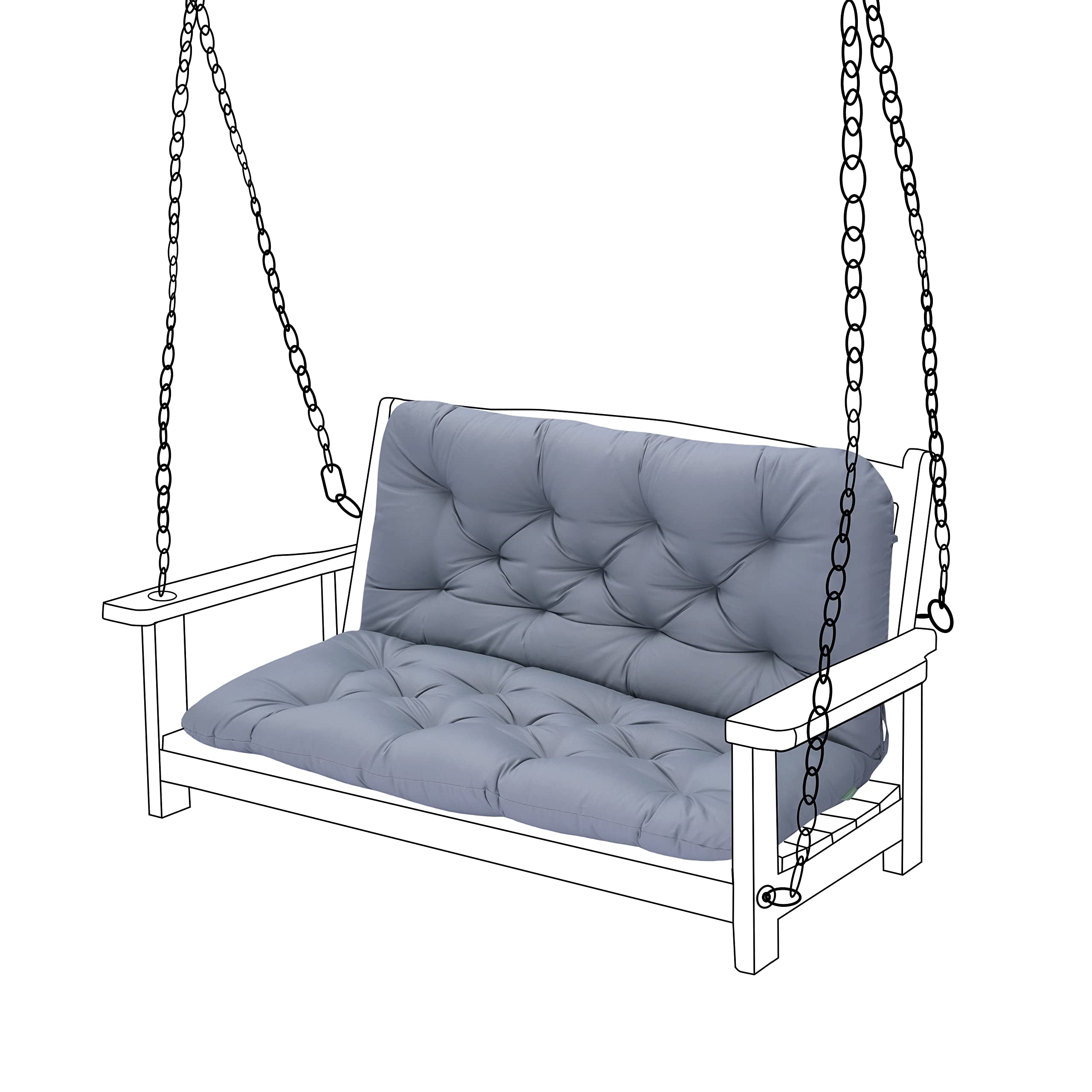Gardenista Garden 2 Seater Tufted Swing Bench Cushion | Water Resistant Indoor Garden Furniture Seat and Back Bench Pads | Slip Free Comfy Rattan Furniture Hammock Cushions | 100x98 cm (Grey)