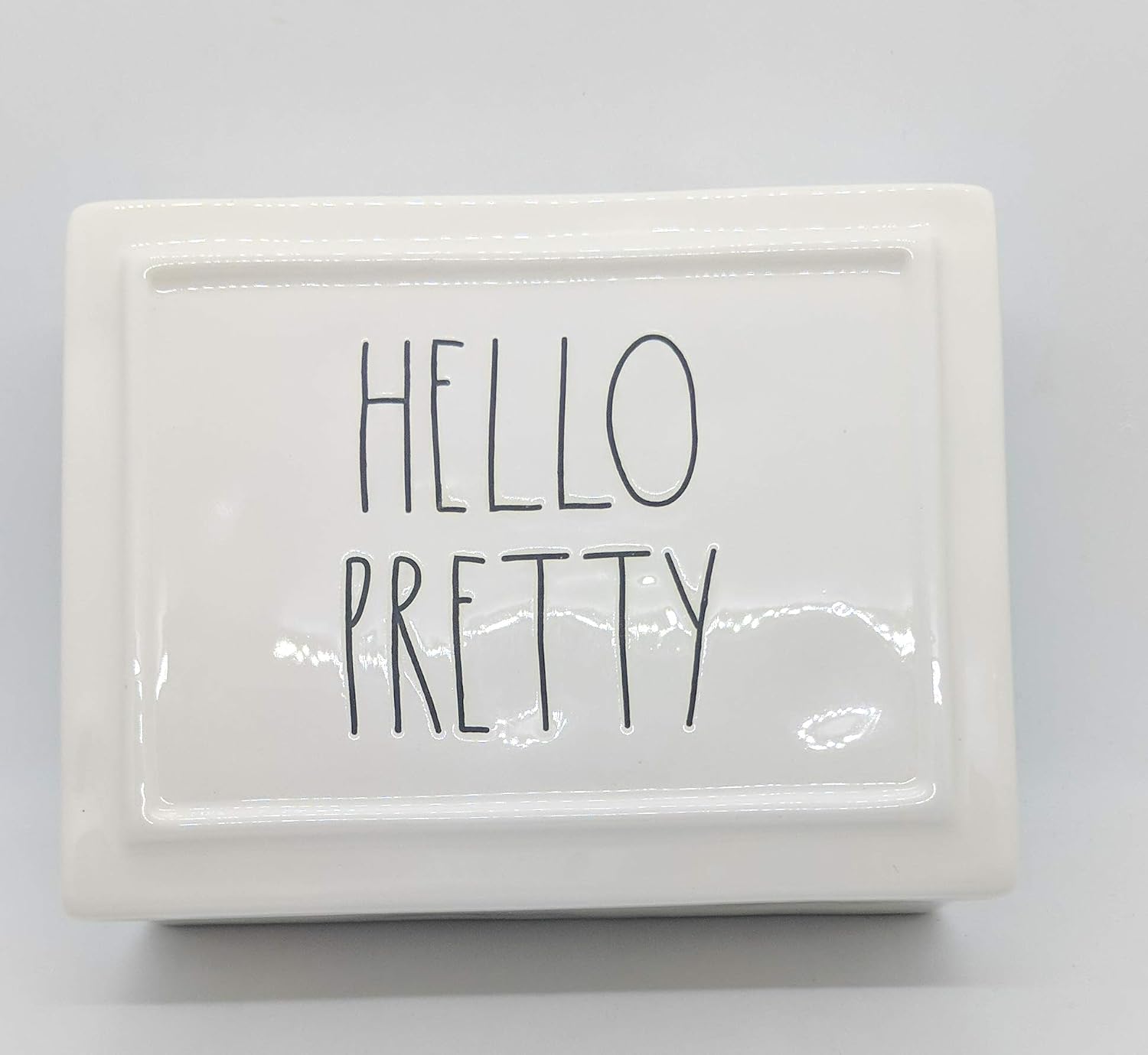 Rae Dunn by Magenta "Hello Pretty in Large Letters LL Jewelry Box with 3 compartments Inside